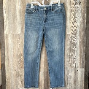 The So Slimming Girlfriend Crop by Chicos, with horizontal pattern, 4